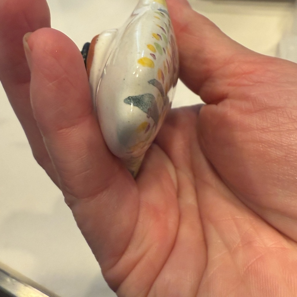 MacKenzie-Childs Ceramic Fish Knob – Handpainted Checkered Design Only One Knob - Picture 13 of 13